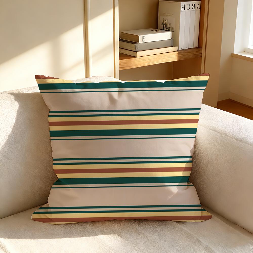 P-Stripes Cushion Cover Square Cushion Cover, Vintage Soft Sofa Pillow Case, Home Decoration And Protective Cover