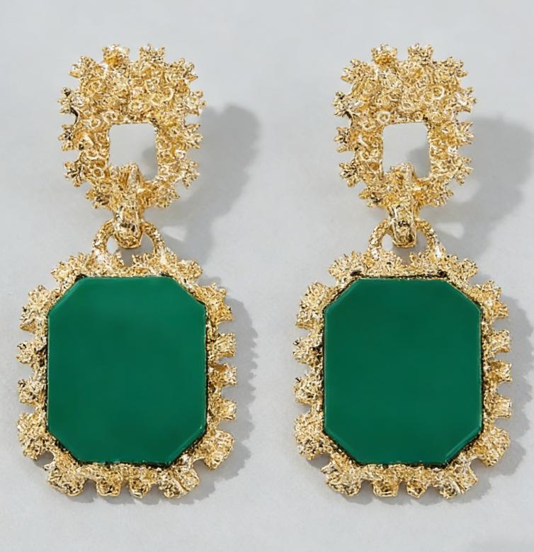 

Vintage bohemian style with acrylic geometric earrings, exaggerated punk style earrings manufacturer зелений