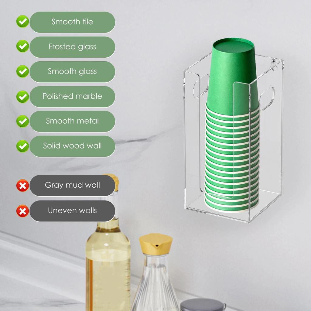 1/2/4 Compartment Paper Cup Storage Holder Acrylic Transparent Paper Cup Dispenser Vertical Disposable Cup Holder for Kitchen