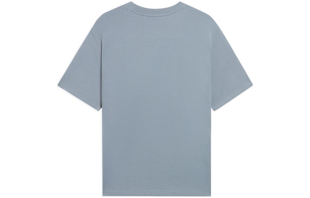 Li Ning Sports Life Collection T Shirts Men's Cyan Brick Gray Crew Neck Moderate Straight Fit AHSS765-4