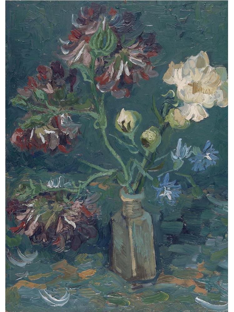 Impressionist Vincent Van Gogh Bouquet Sunflowers In Vase Poster Canvas Painting Abstract Roses Wall Art Room Home Decoration