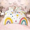 Homewish Süßes Regenbogen-Bettwäsche-Set Für Mädchen Kawaii Sterne Bettwäsche Wendbares Steppdeckenbezug-Set