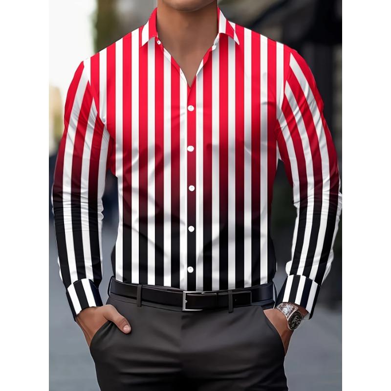 Men s Casual Shirt Breathable Men s Fashion Print Shirt | Casual Turndown Collar Button Long-Sleeved | Spring And Autumn S