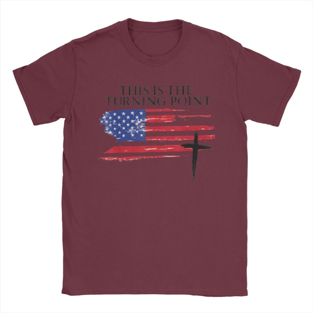 Camiseta Casual Verão Branca Este é O Ponto de Virada Camisetas com Bandeira Americana Camiseta para Homens Casual Barata Camisetas de Manga Curta