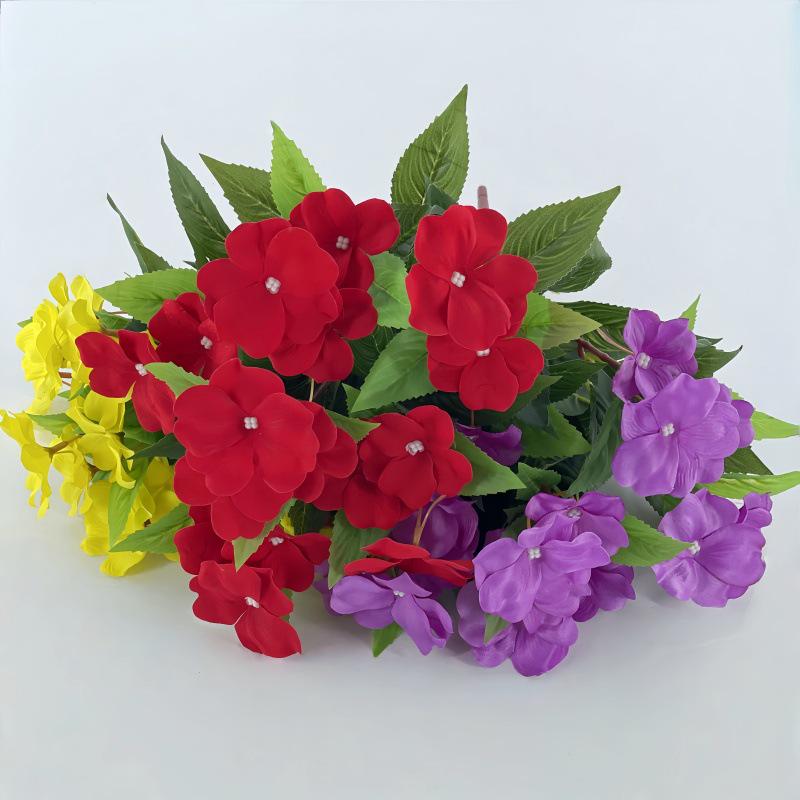 Cross-border Silk Impatiens Fake Flowers for Home, Dining Table, Garden, Fence, or Courtyard Decor.