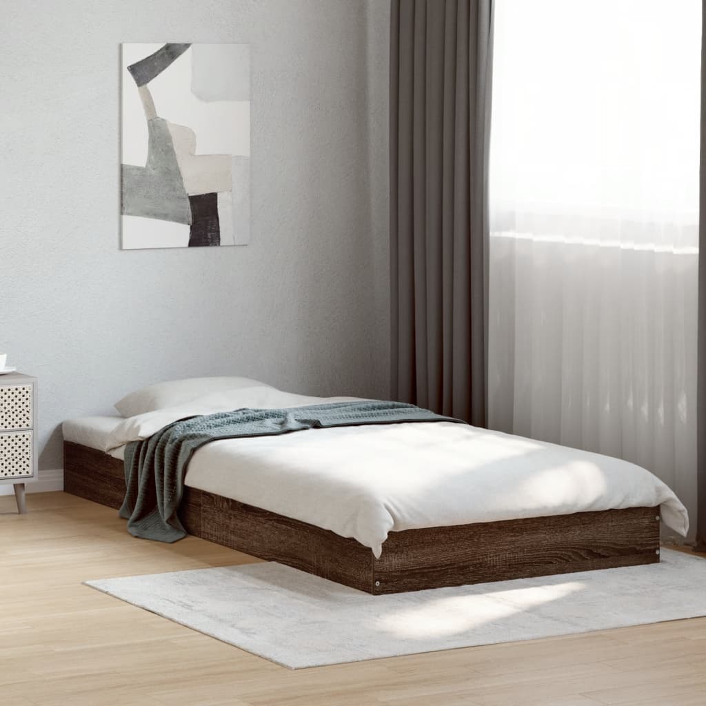 Bed Frame without Mattress Brown Oak Look 75 x 190 cm Engineered Wood