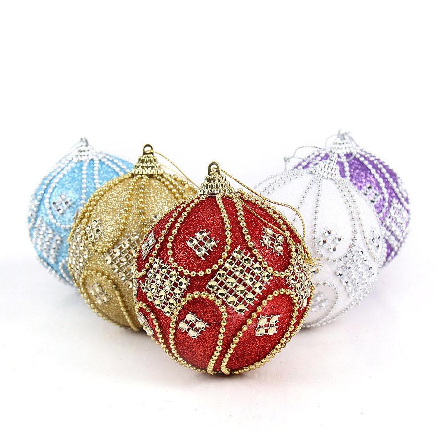 Christmas Rhinestone Glitter Baubles Balls Xmas Tree Ornament Decoration 8cm Hot