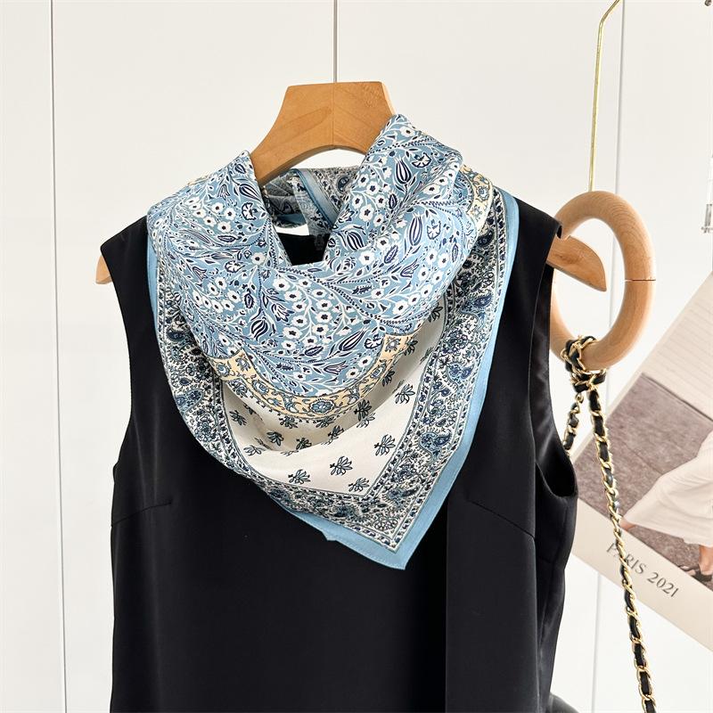 100% Silk Paisley Scarf Shawl New Arrival Spring/Summer Luxury Mulberry Silk Square Scarf Soft Floral Pattern Elegant Silk Scarf