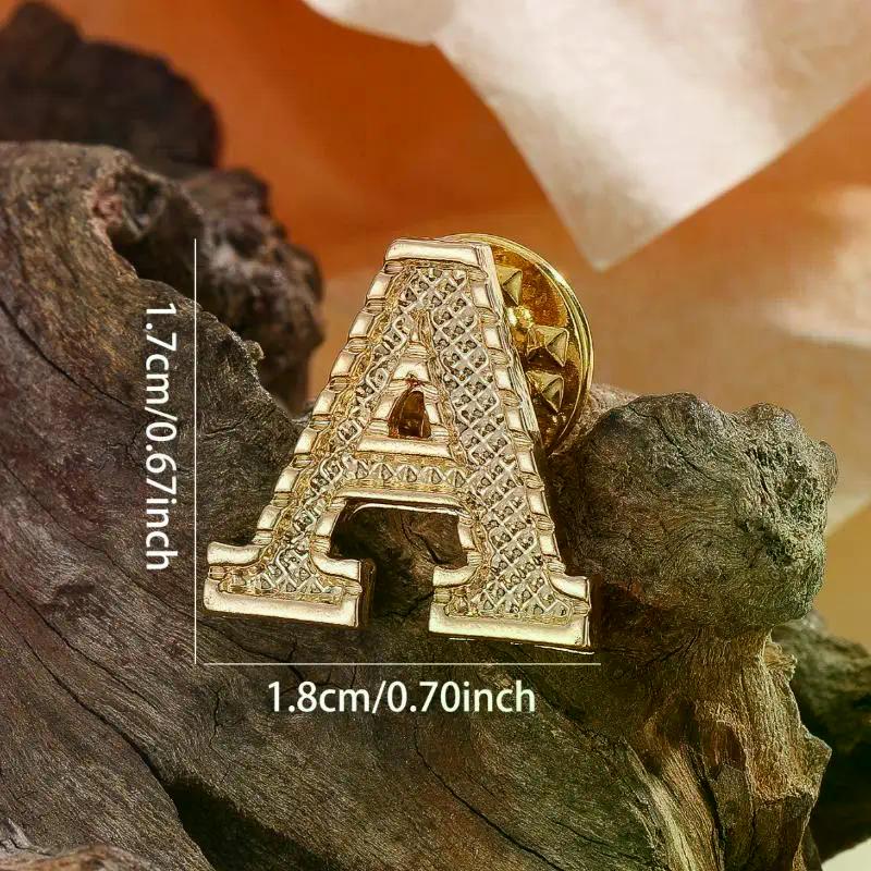2PCS New Metal Initial A To Z 26 Letters Pin Suit Shirt Collar Lapel Brooch Pin Badge Fashion Jewelry For Men Women Accessories