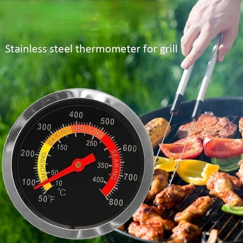 Stainless Steel Thermometer BBQ Barbecue Temperature New Metal Barbecue Stove Thermometer Suitable Household Kitchen Baking Tool