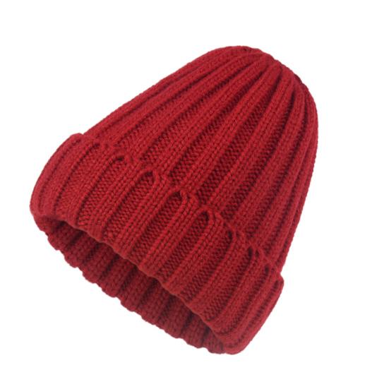 Women Winter Hat Solid Color Thick Warm Knit Hat Brimless Ribbed Breathable Hat with Good Elasticity Headwear