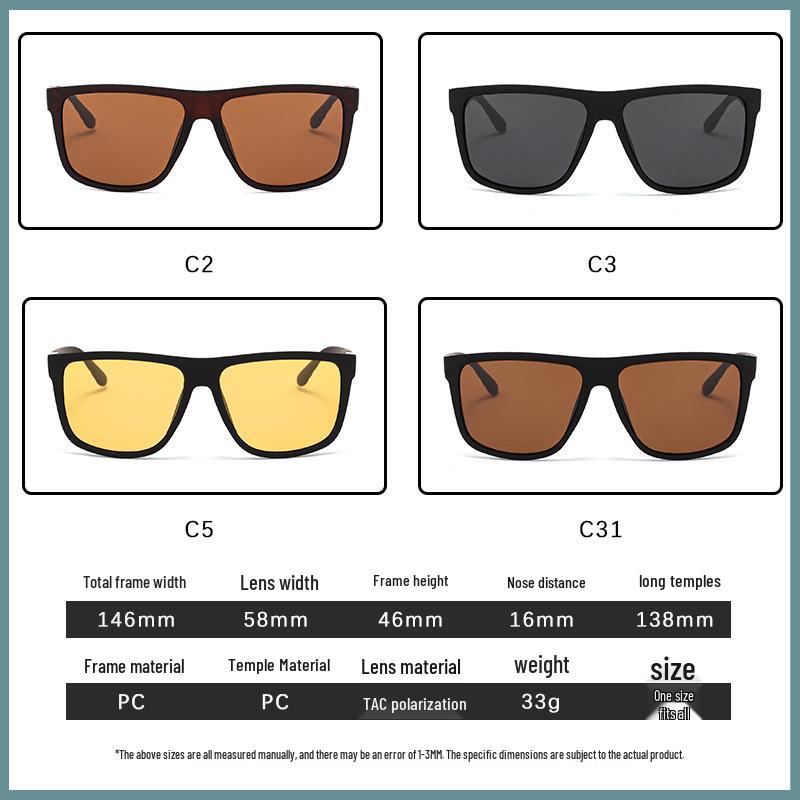 Men's Retro Square Polarized Sunglasses - Fashionable Anti-Glare Eyewear