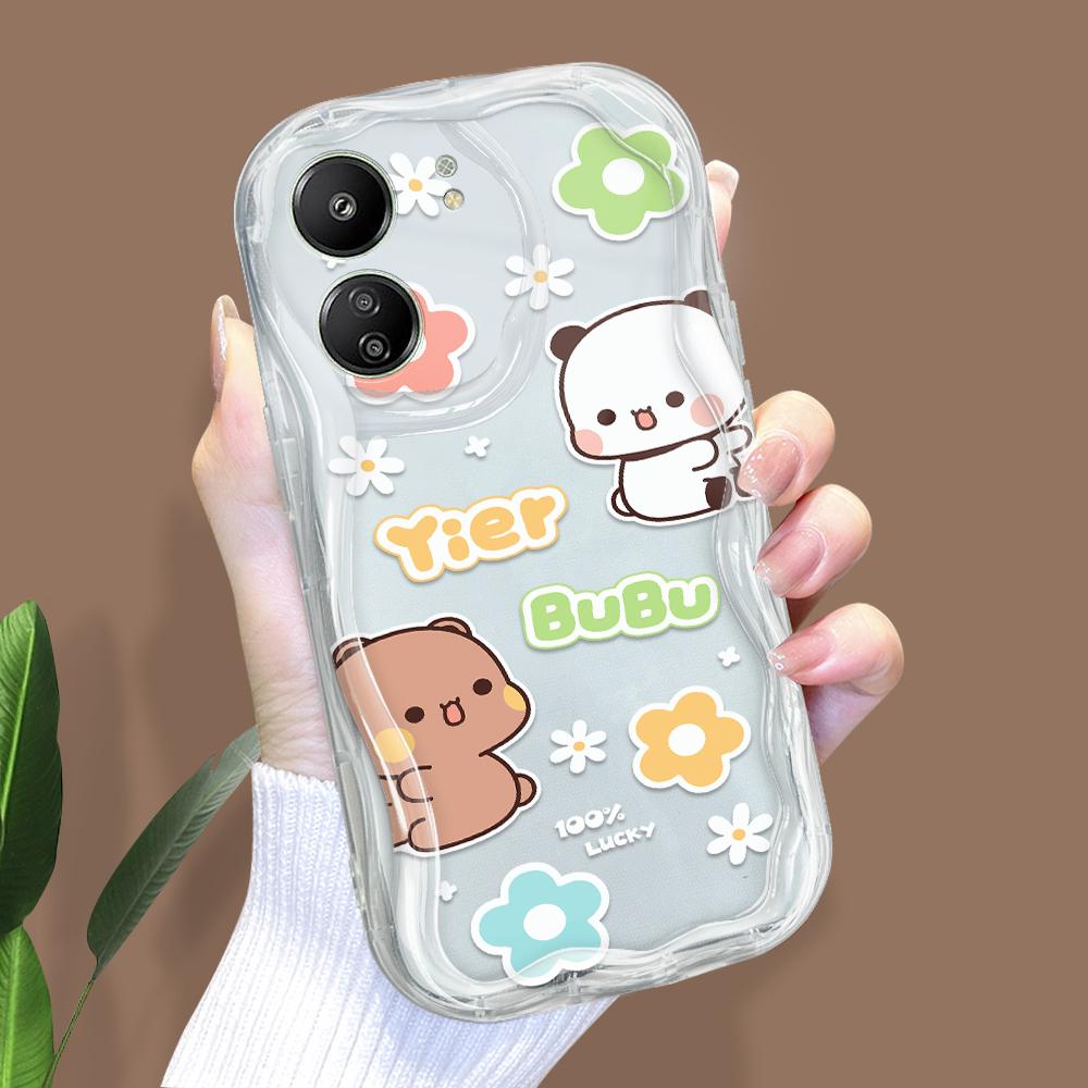 Cute Cartoon Pattern Cream Texture Casing Wavy Edge Soft Silicone Cover Phone Case for Xiaomi Redmi
