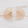 Exaggerated Irregular Fan C Shape Radiation Drop Earrings for Women Brincos Simple Party Hollow Geometry Jewelry Wholesale