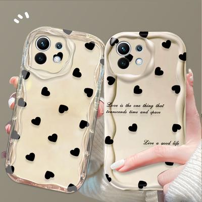 Black Love Heart Pattern Case for Xiaomi POCO X7 X6 X5 X3 NFC F7 Ultra F6 F5 Pro F4 F3 GT M5S C65 C75 M3 M4 M5S M6 M7 Pro 4G 5G