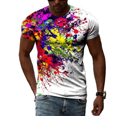 Summer Fashion Creative Flower Graphic Men T-shirts Casual 3D Print Hip Hop Harajuku Personality Round Neck Short Sleeve Top