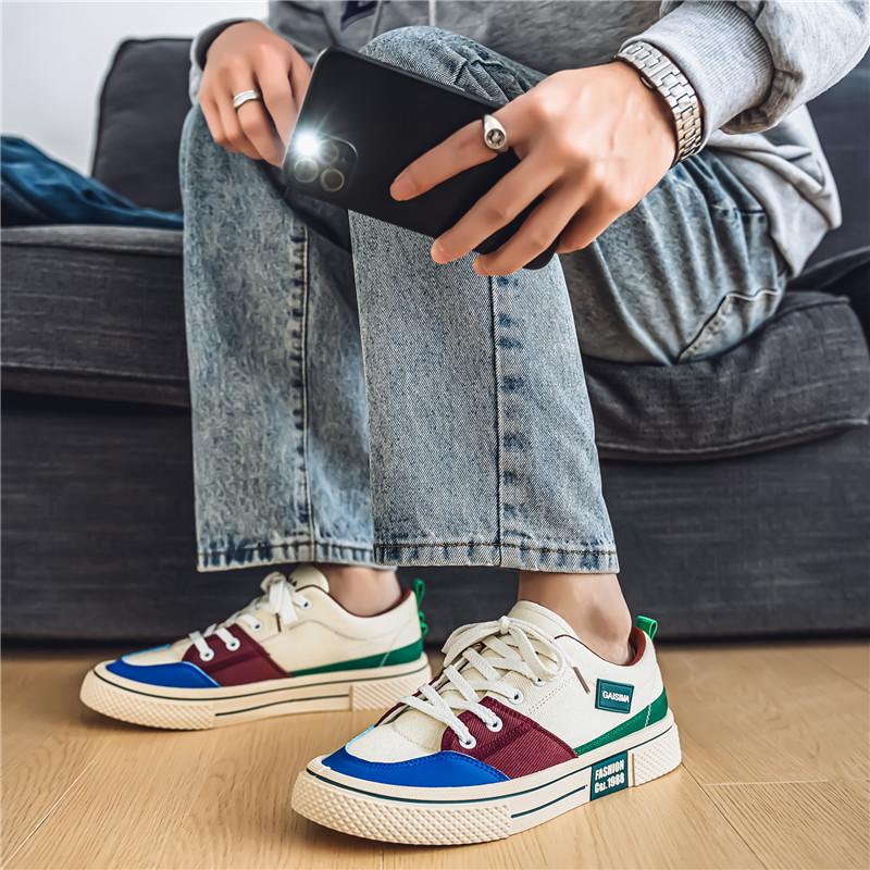 Men 's Casual Four Seasons Fashion Canvas Skateboarding Students Comfortable Sneakers Boys Trending Soft Sole Breathable Shoes