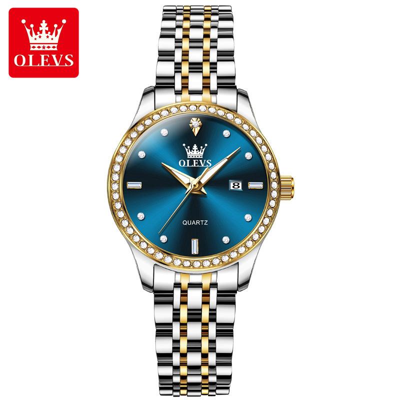 OLEVS Luxuriöse Wasserdichte Quarz-Uhr Für Damen Datum Diamant Edelstahl Damen Armbanduhr Leuchtend Original Damenuhr