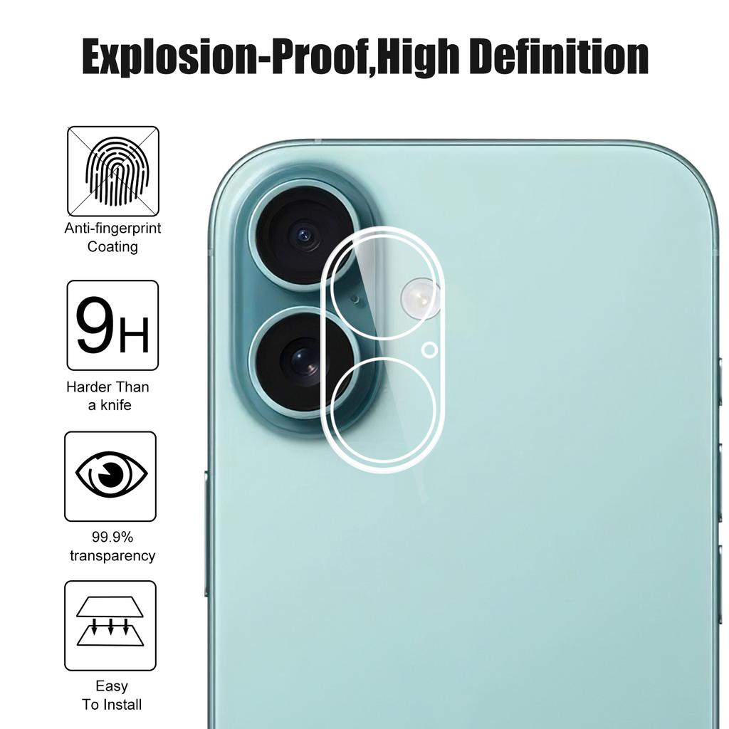 For iPhone 17 Camera Lens Protector Arc Edge Clear Tempered Glass Film