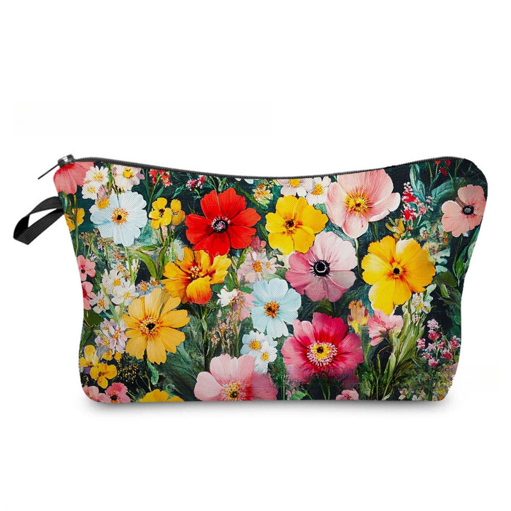 Women Floral Print Cosmetic Bag Toiletries Organize Travel Storage Case 6887 KTB
