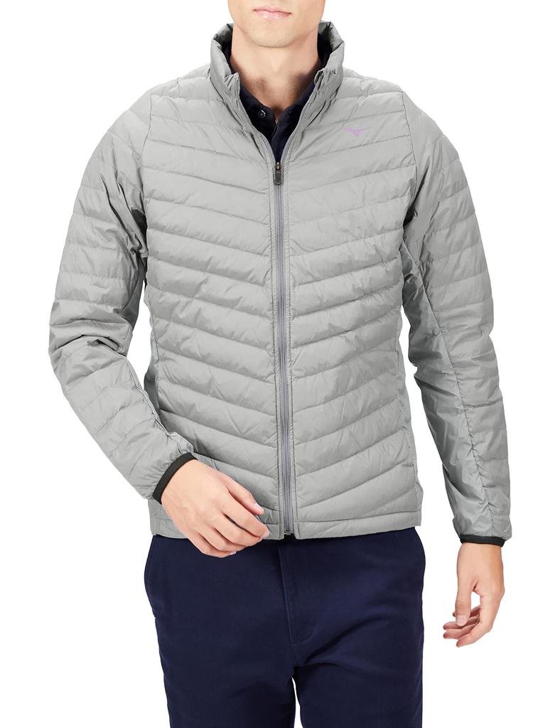 Mizuno Breath Thermo Move Down Golf Recycled Size E2ME2505 Wear, Moisture-Wicking, Heat-Generating, Material, Men's, Gray, L,