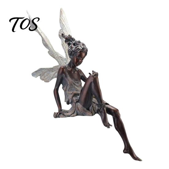 Flower Fairy Garden Statues Ornaments, Resin Miniature Figurines with Butterfly Wings for Pastoral Style Sculptures Indoor Outdoor Decor, Waterproof