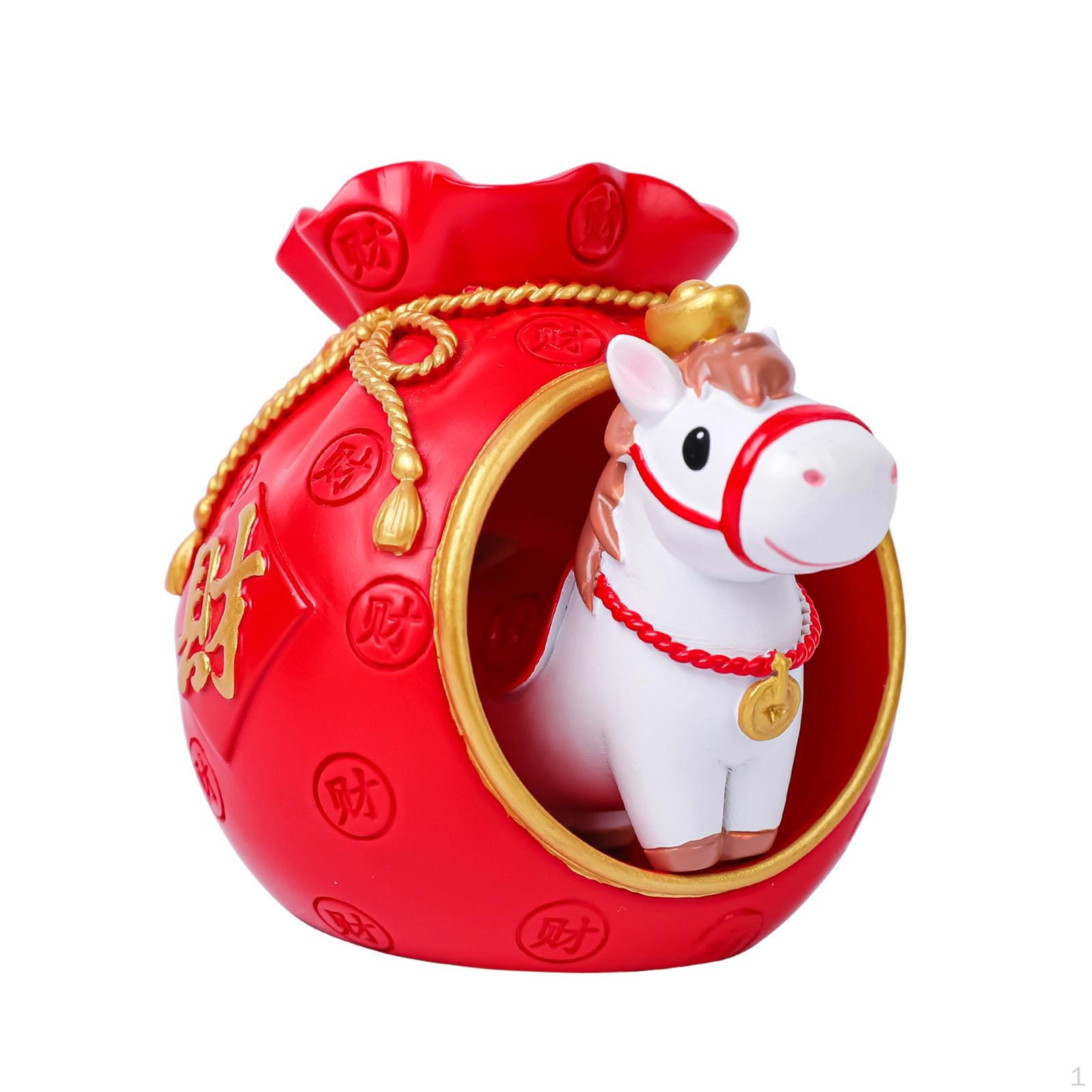 

Horse Figurine Year Tabletop Resin Craft Decoration Ornament Storage Bowl Collectible Style B