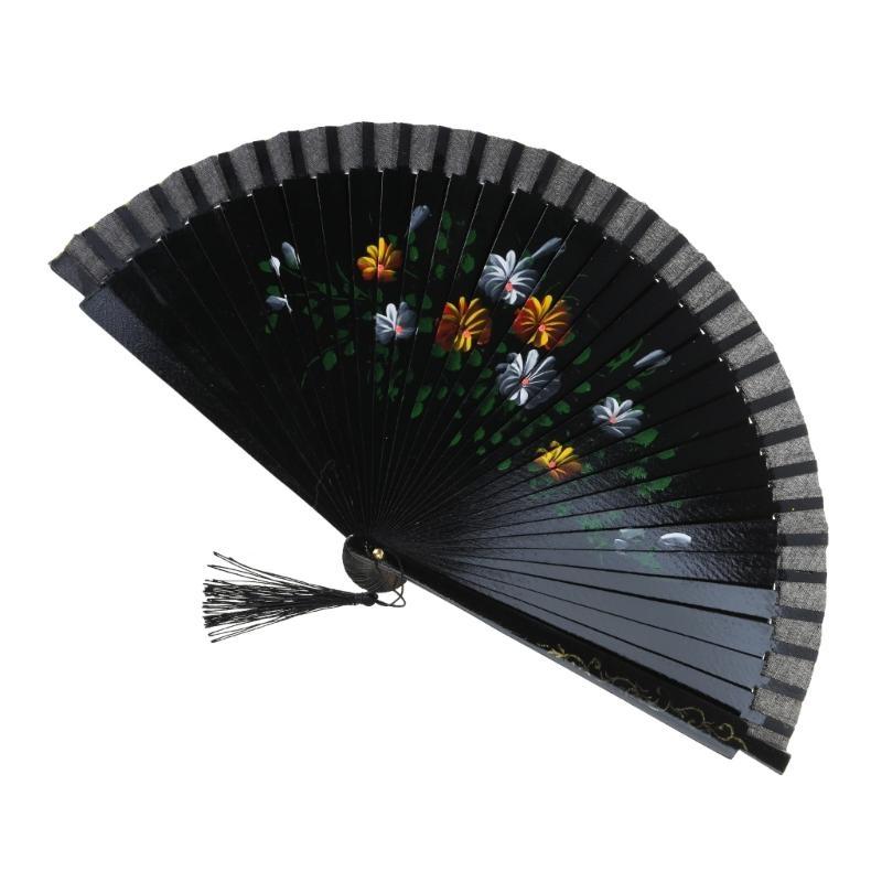 Spanish Performances Fan, Double Sided Silk Fan with Beautiful Flower Folding Fan for Various Occasion