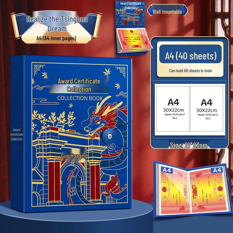 A4 Full Color Certificate Album for Boys & Girls - A3 Art Storage for Students