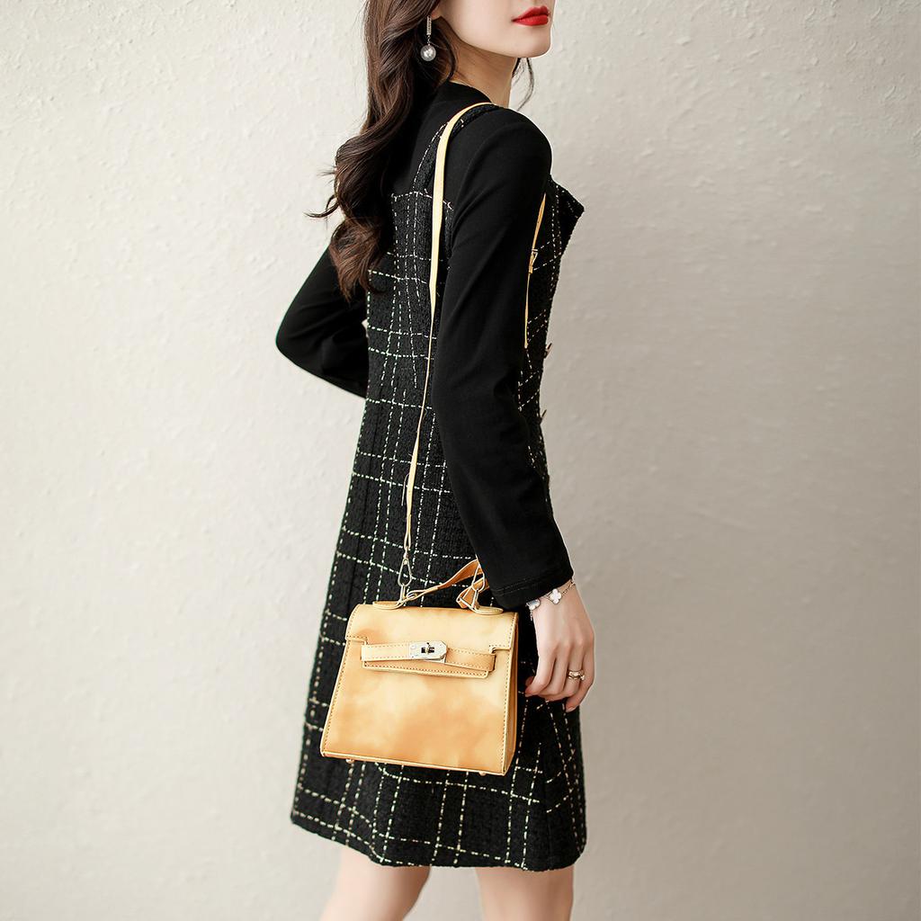 New Winter Style Small Fragrance Style Age-reducing Fake Two Fashionable and Elegant Plaid Women's Dress