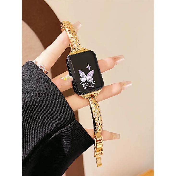 

Hollow Flower Bracelet for Miband 10 9 8 Pro Metal 18 20 22mm Watch Strap for Huawei Watch Fit 3 4 Accessories for Iwatch S10 9 for Miband 8 9