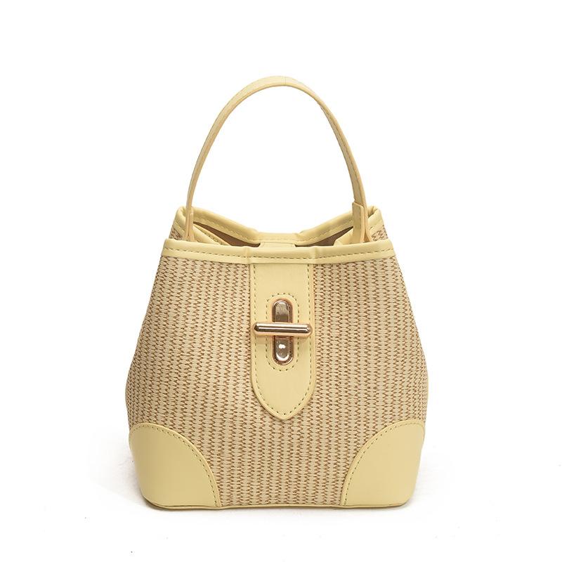 Summer contrasting color small bag women's 2025 new foreign style fashion messenger bag high value casual shoulder bucket bag