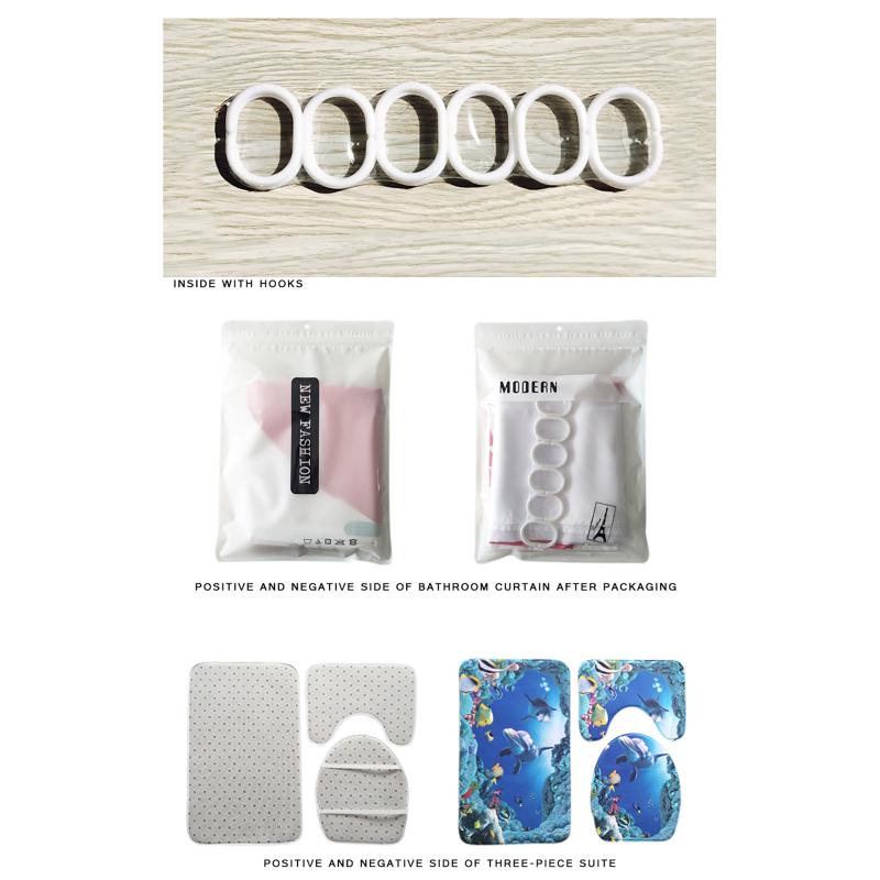 4 Pcs Valentine's Day Shower Curtain Sets With Rug, Toilet Lid, Non-Sli