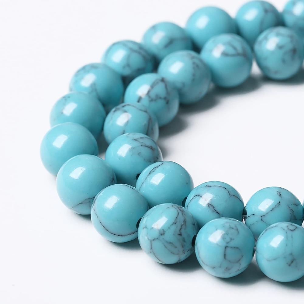 Sky Blue Turquoises Stone Natural Round Beads 15"Strand Smooth Loose Spacer Beads 4/6/8/10/12mm for Jewelry Making DIY Bracelets Accessories