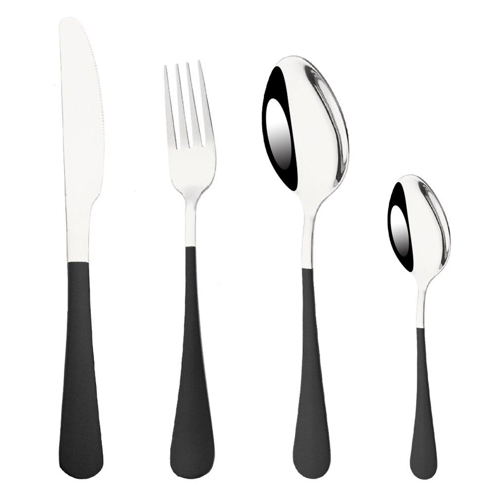 4Pcs White Gold Western Dinnerware Cutlery Set Dinner Flatware Knife Fork Spoon Stainless Steel Silverware Home Tableware Set