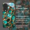 Gorgeous Emerald Pattern Tempered Glass Phone Case for Huawei Honor 200 Lite 100 300 Pro 90 GT X8 4G X9 Magic 7 6 5 Pro 5G Cover