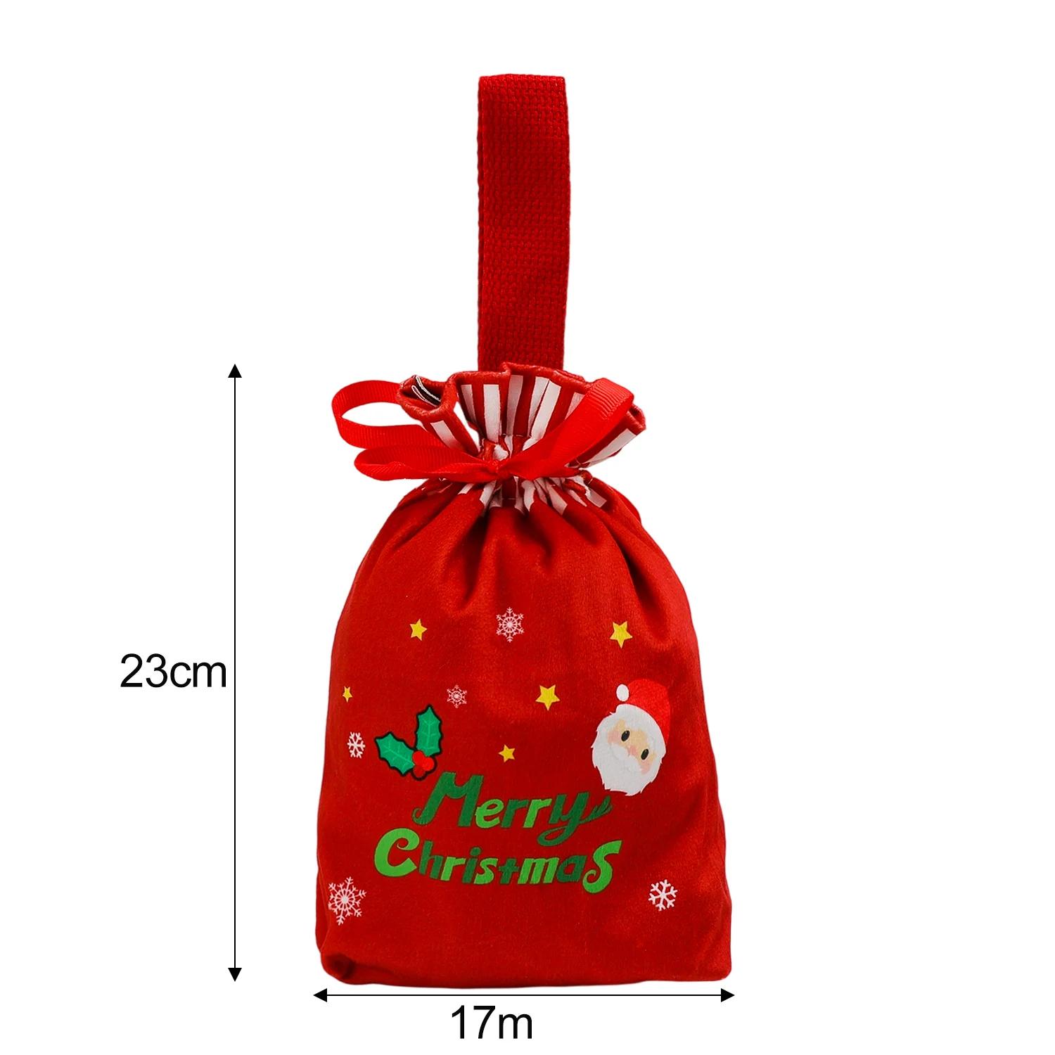 

1/5x Christmas Velvet Gift Bags Santa Drawstring Pouch Reusable Candy Snacks Drawstring Sack Xmas Holiday Gifting Packaging Bags 1PC&17x23cm