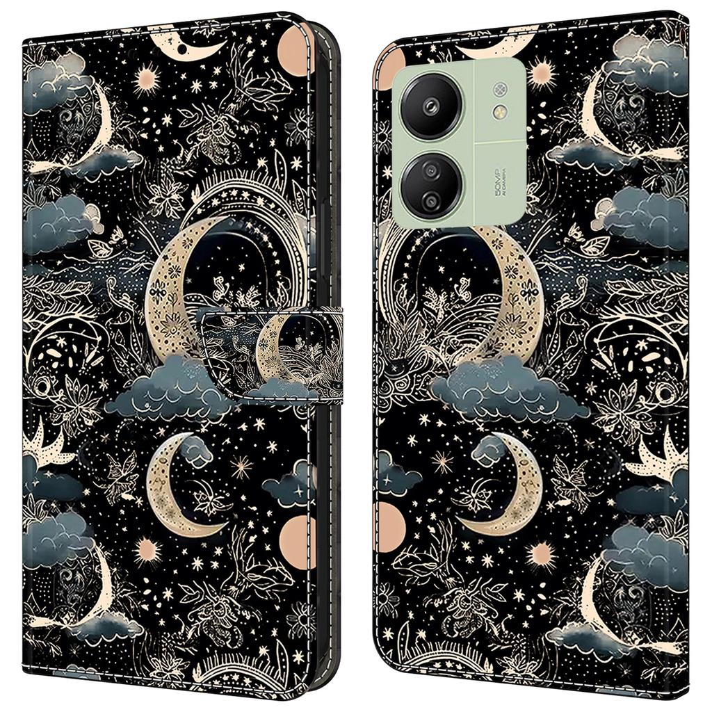 For Xiaomi Redmi 13C 4G/13C 5G/Poco C65 4G/Poco M6 5G/13R 5G Case Pattern PU Leather Card/Cash Slots Phone Cover