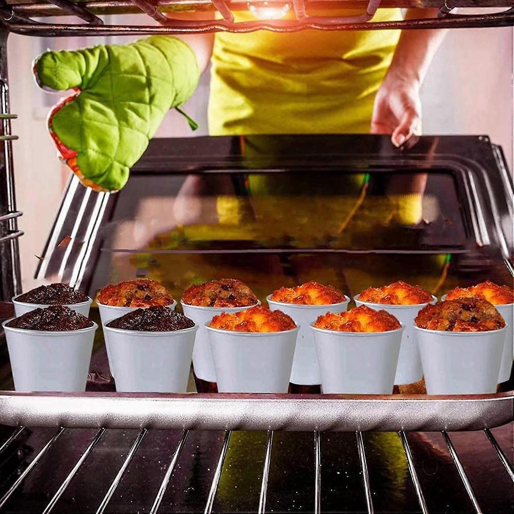6 Pcs Aluminium Dariol Mould Baking Cup Dariole Pudding Dessert Creme Moulds Round Nonstick Egg Tar less