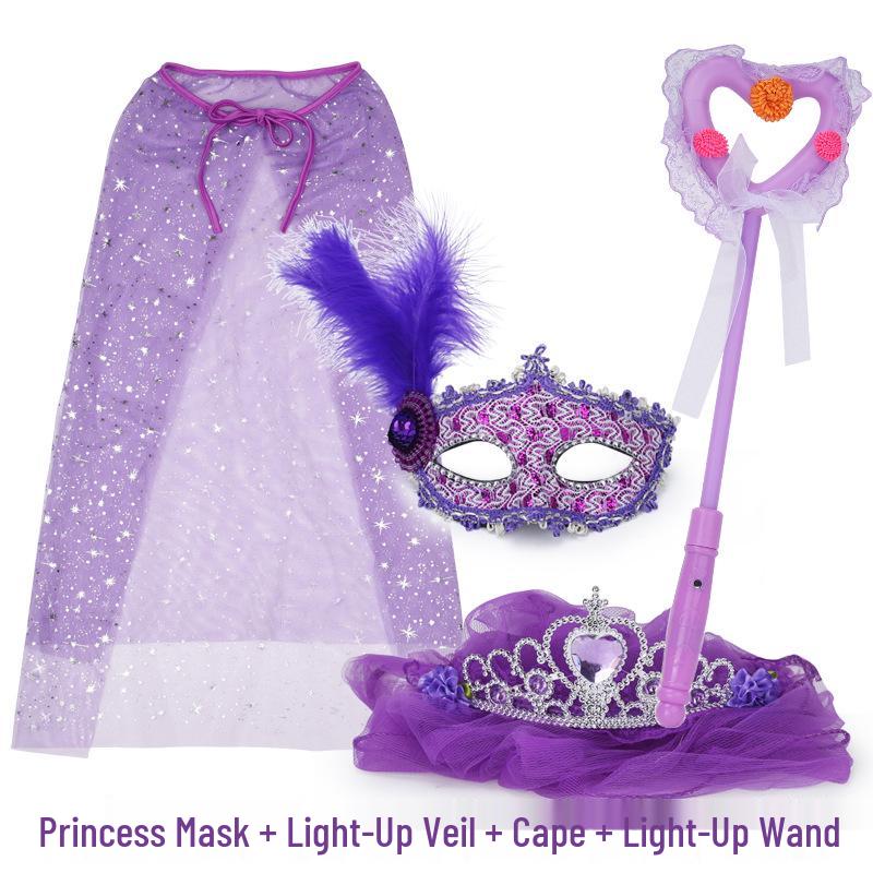 Princess Masquerade Mask for Girls - Halloween Veil and Party Dress-Up Toy