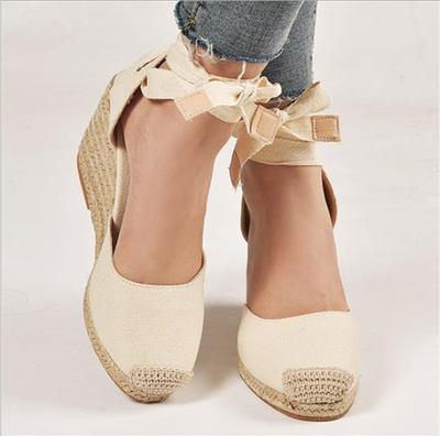 Dames Espadrille Enkelband Sandalen Slippers Dames Dames Casual Wedge Schoenen Ademend Linnen Hennep Canvas Pumps Platform Sandalen