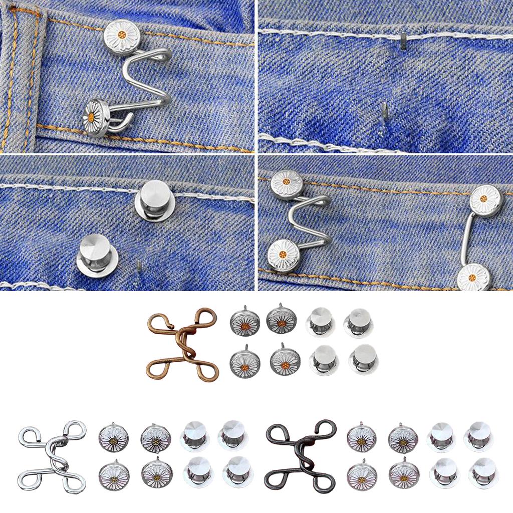 Set of 4 Waist Buckle Adjustable Snap Button Jeans Waist Detachable