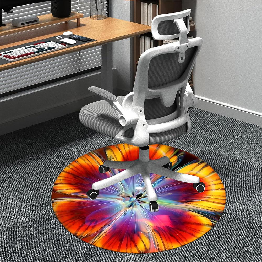

1PC Abstract Artwork Chair Carpet for Office, Indoor Non-Slip Washable Carpet, Soft Comfortable Mat For Office Room yy250930259 80cm by 80cm
