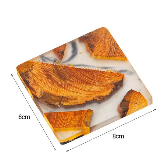 Tea Coaster Japanese Style Good Heat Insulation Natural Wooden Resin Cup