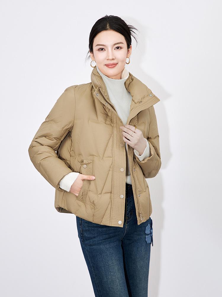 

Популярный воротник-стойка 90% пух белой утки Модный темперамент Короткий пуховик с высоким воротом Женская зимняя куртка XXXL хаки