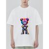 Unisex Oversized T Shirt Black Kaws Bear Graffiti Print Streetwear Fashion Casual Wear for Men and Women Artistic Design Trendy Outfit Statement Piece