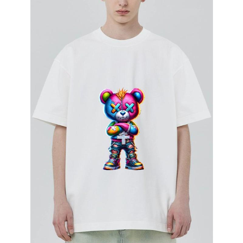 Unisex Oversized T Shirt Black Kaws Bear Graffiti Print Streetwear Fashion Casual Wear for Men and Women Artistic Design Trendy Outfit Statement Piece