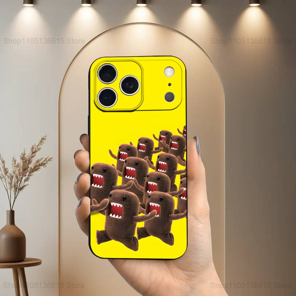 Cute D-DOMO-KUN Art Case For iPhone 17,16,15,14,13,12,11 Air,Plus,Pro Max,XS,X,XR,SE,Mini,8,7,Soft Silicone Black Cover