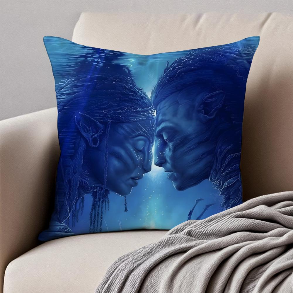 Epic SciFi Movie AAvatar The Way of Water Cushion Cover Pillowcase Antidustmite Invisible Zipper Short Plush Sofa Cushion