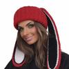 Ladies color matching big ears rabbit hat knitted wool hat autumn and winter warm headgear versatile cute mask